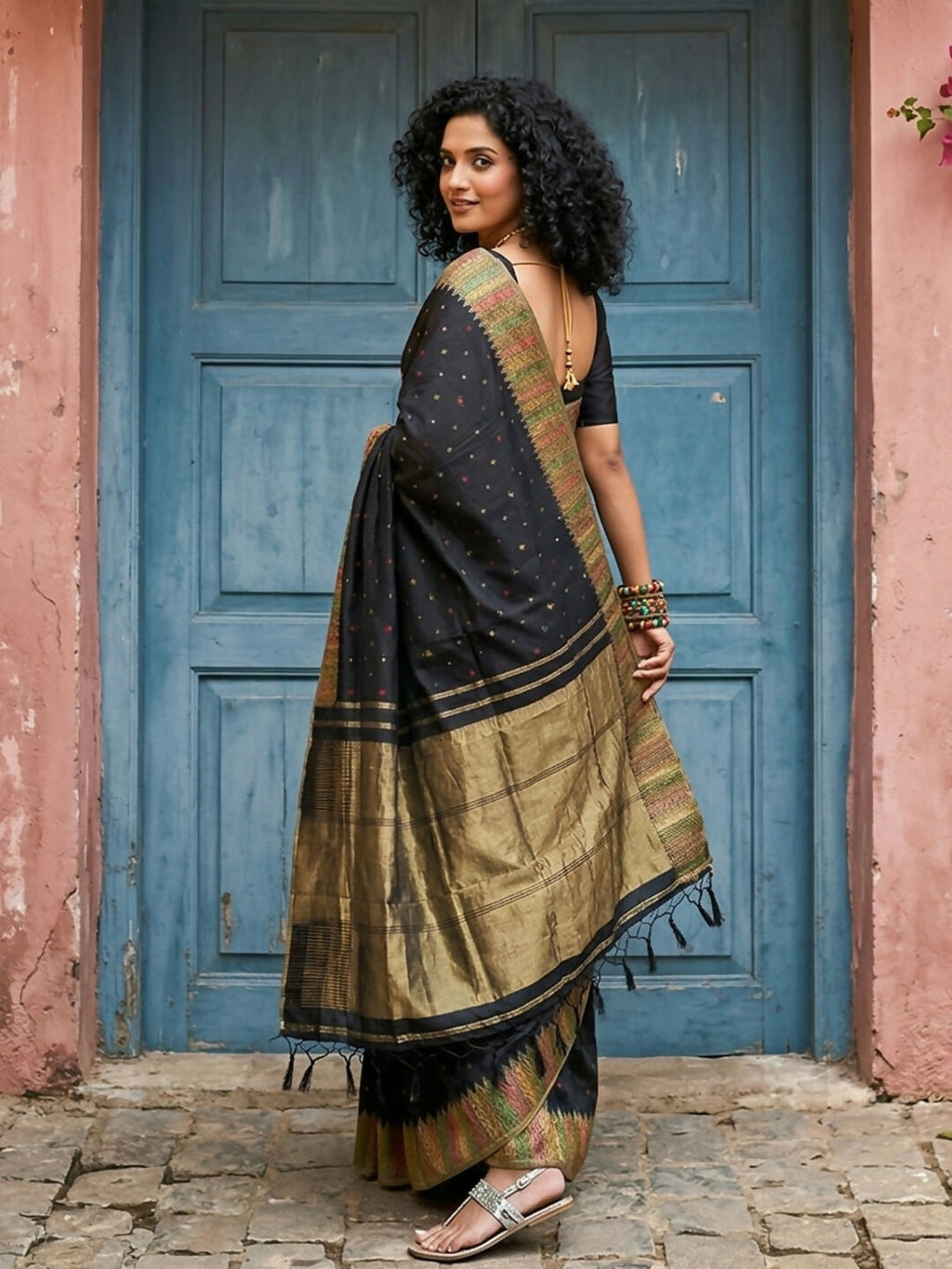 Shree Shyam Fashion Black Silk Blend Saree
