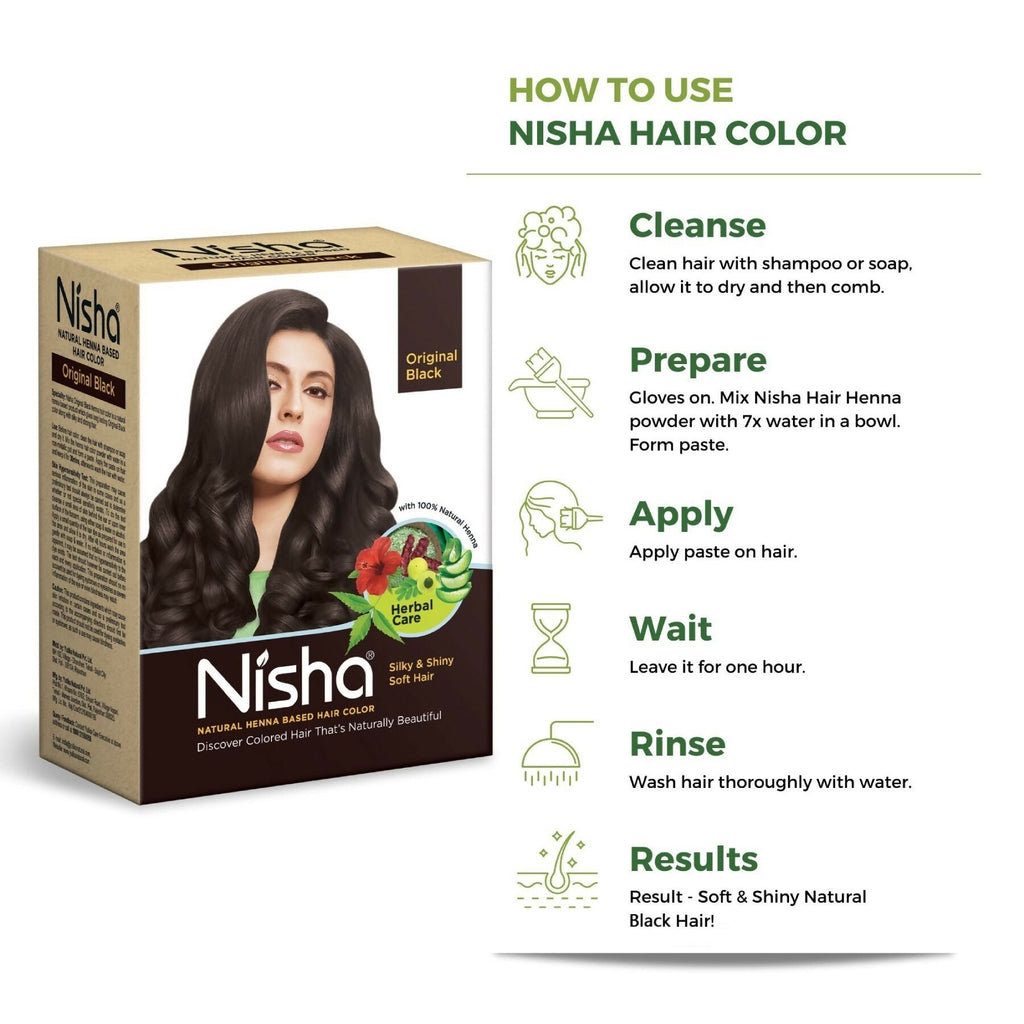 Nisha Henna Based Hair Colour for Women & Men Original Black