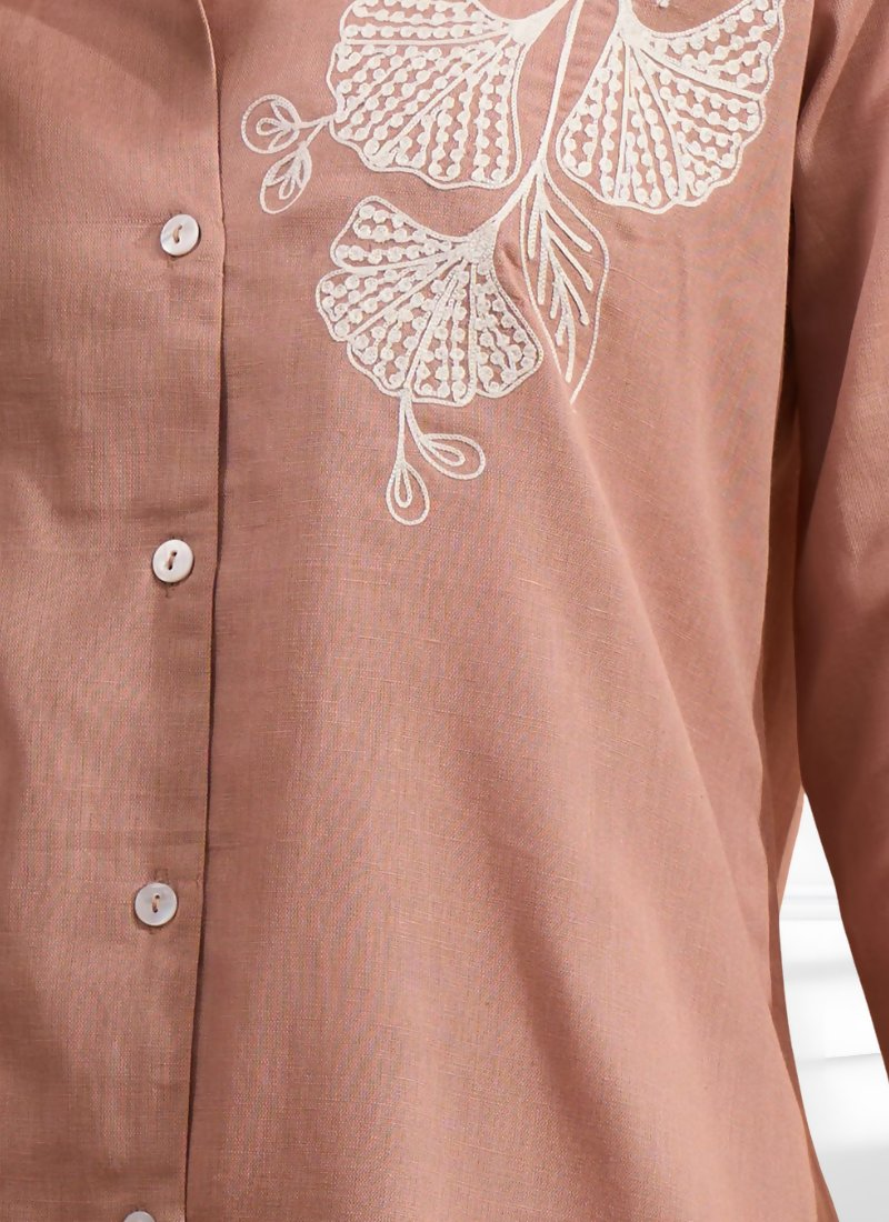 Joban Fashion Pink Cotton, Linen Embroidered Readymade Cord Set