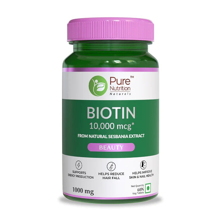 Pure Nutrition Biotin 10,000mcg from Natural Sesbania Extract Veg Tablets