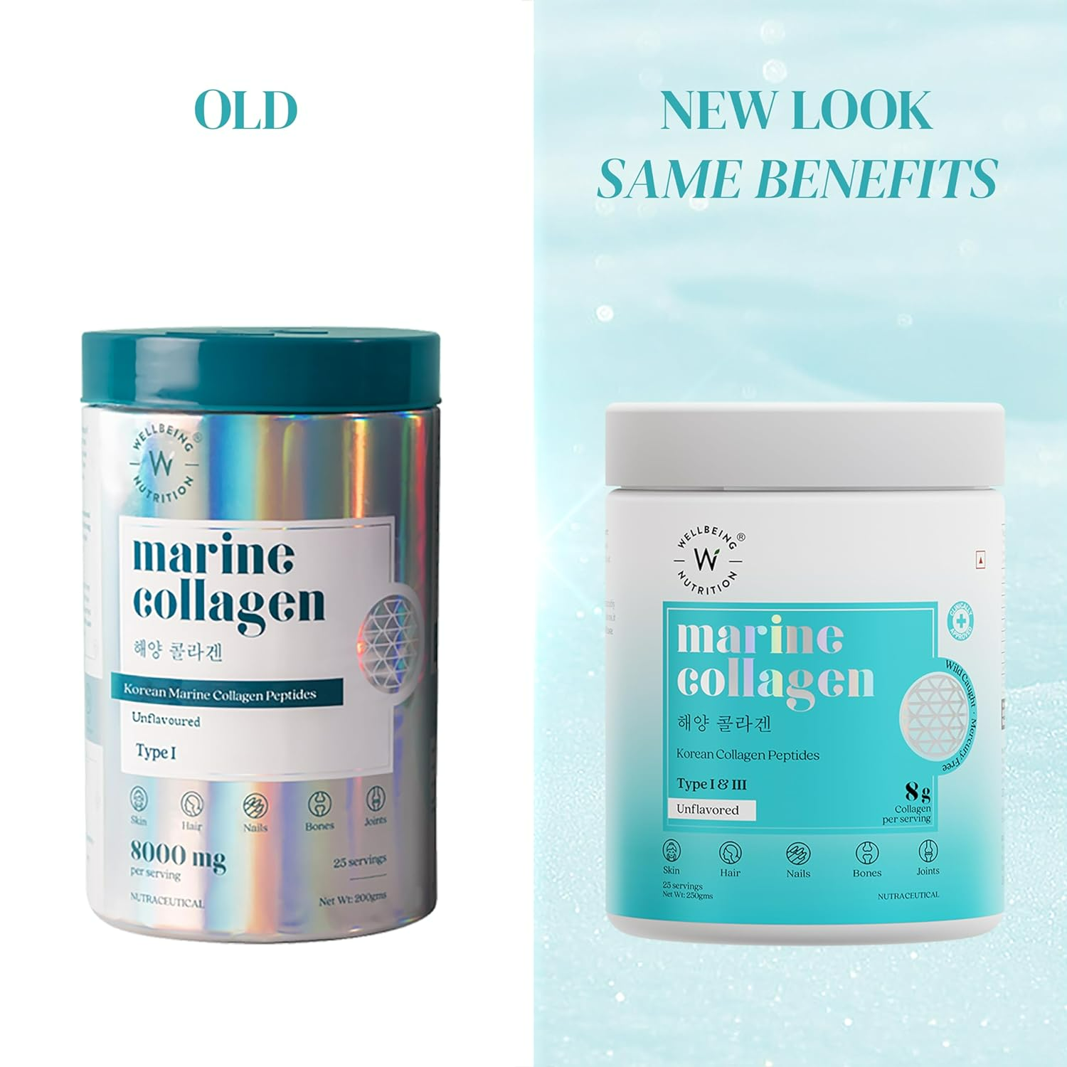 Wellbeing Nutrition Pure Korean Marine Collagen Powder - Unflavoured For Skin, Hair, Nails, Bone & Joint