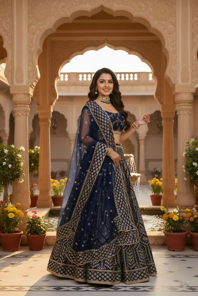 Lehenga Mart Designer Indian Wedding Lehenga Choli-Blue