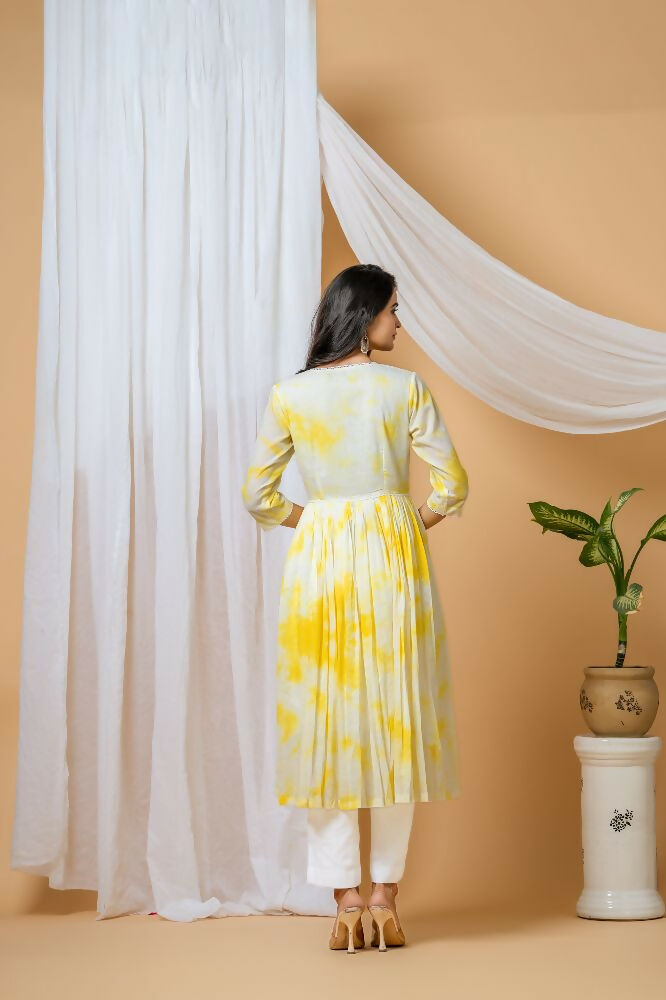 Joban Fashion Yellow Tie & Dye Kurta Pant Set