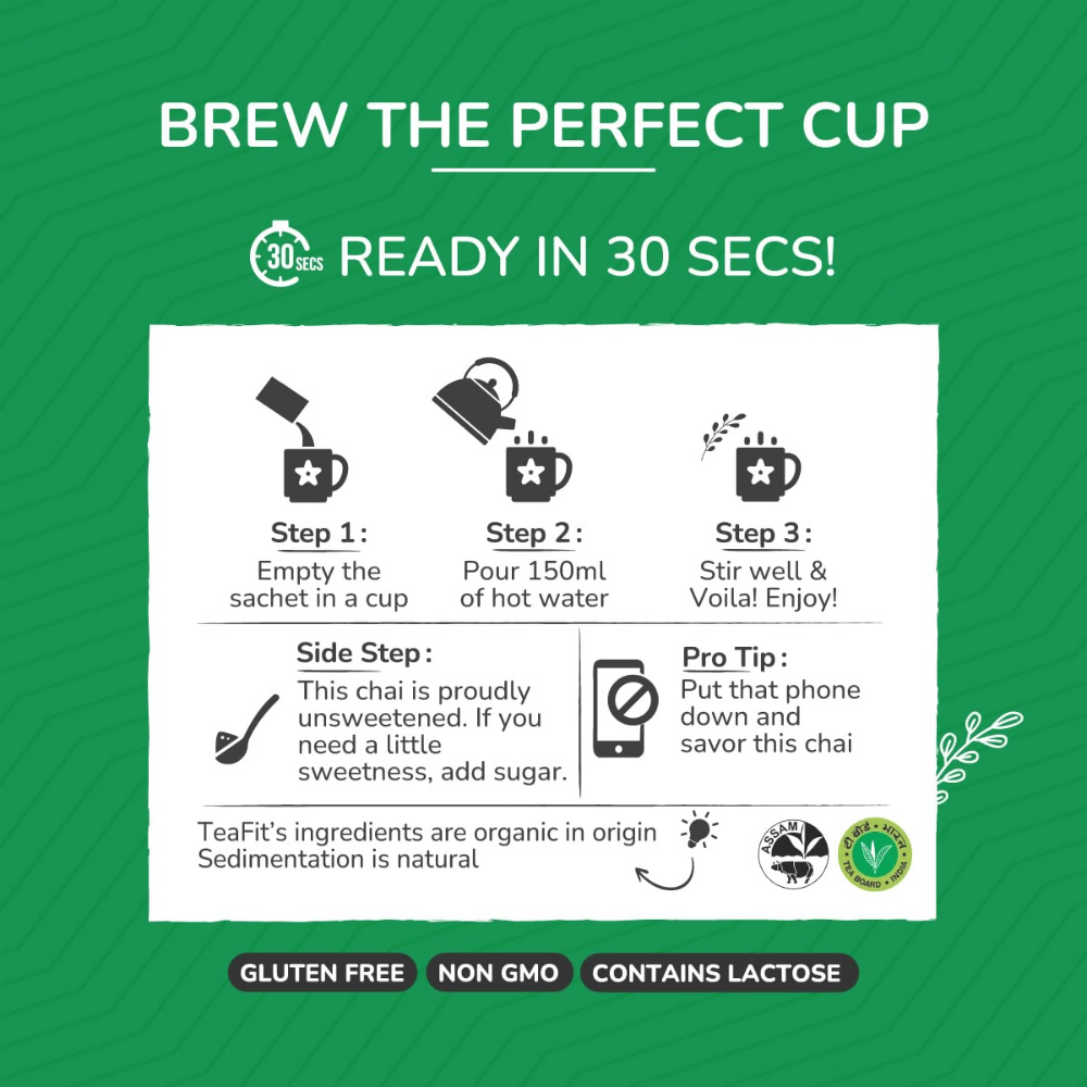 TeaFit Premium Zero Sugar Instant Tea Premix - Masala & Cardamom