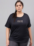 MKH Plus Size Typography Printed Relaxed Fit Dri-FIT T-shirt
