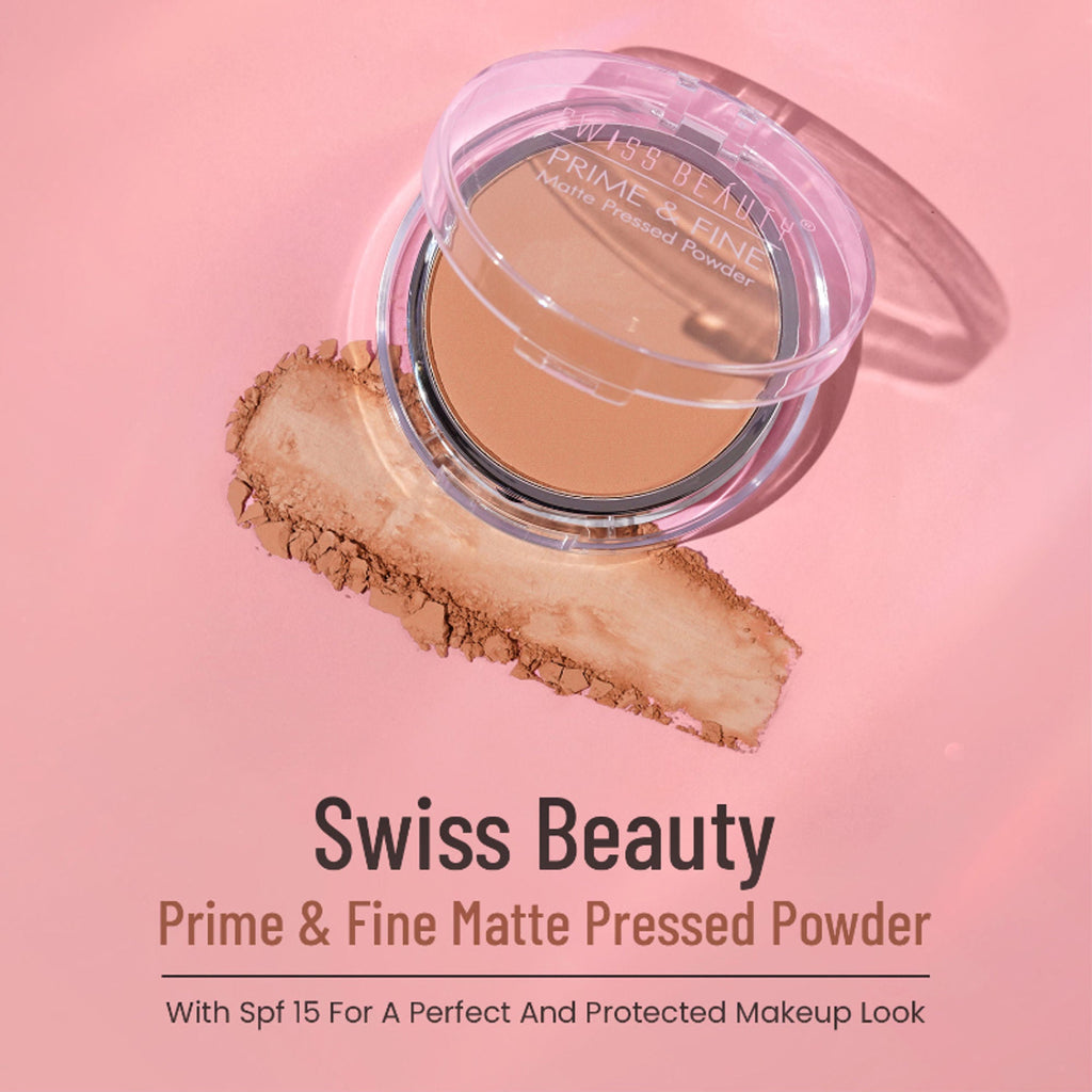Swiss Beauty Prime & Fine Matte Pressed Powder - 3 Nude Beige