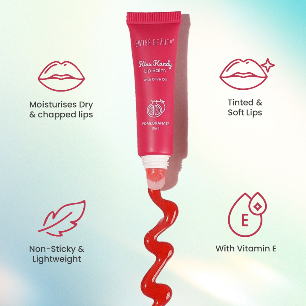 Swiss Beauty Kiss Kandy Tinted Lip Balm | Non-Sticky with Olive Oil & Vitamin E - 04 Mulberry