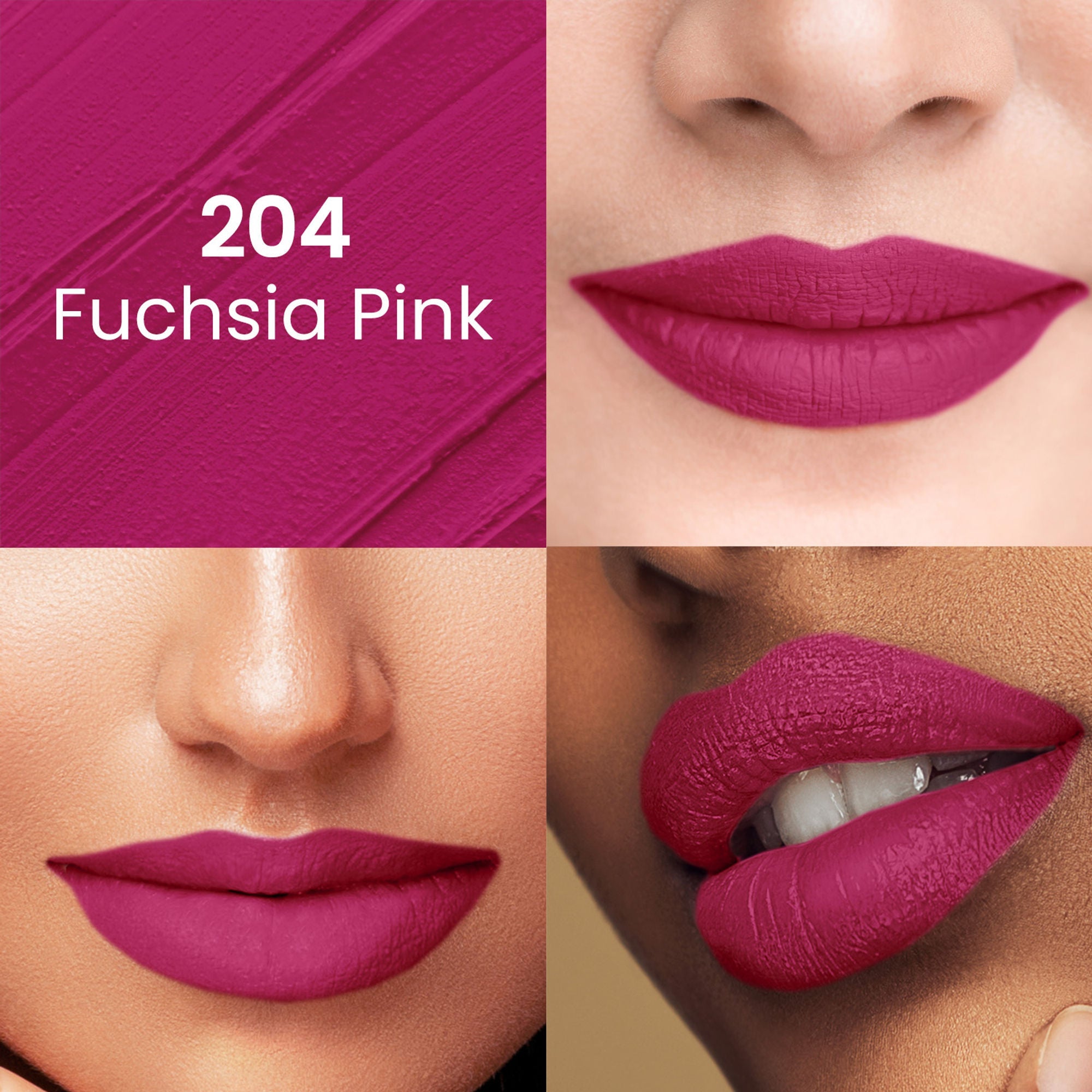 Swiss Beauty Pure Matte Lipstick , Non-Drying, Smooth Glide, Long Lasting - 204 Fuchsia Pink