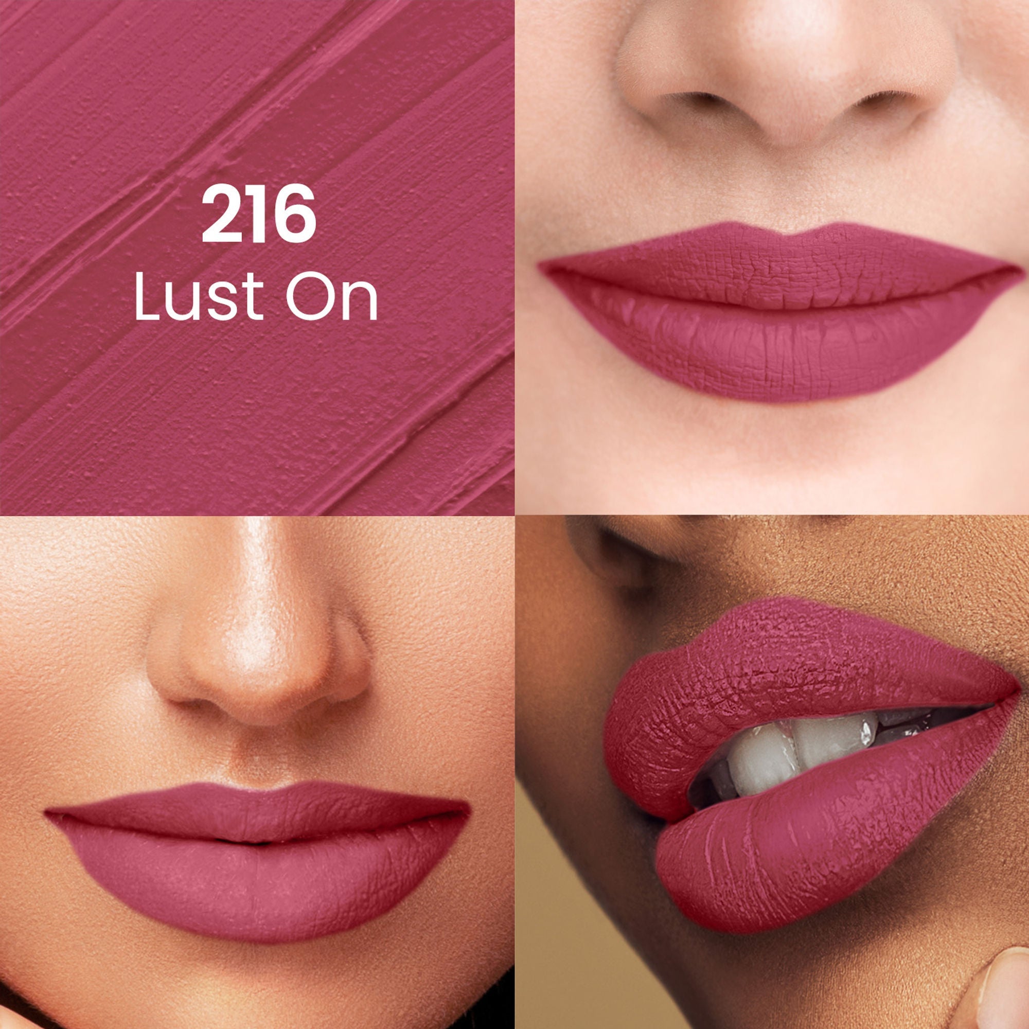 Swiss Beauty Pure Matte Lipstick , Non-Drying, Smooth Glide, Long Lasting - 216 Lust On