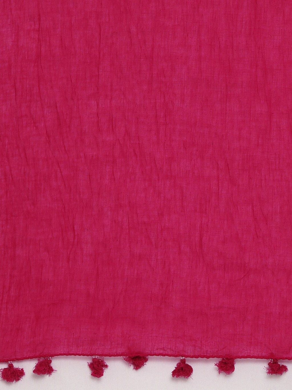 Souchii Pink Solid Tasselled Cotton Dupatta