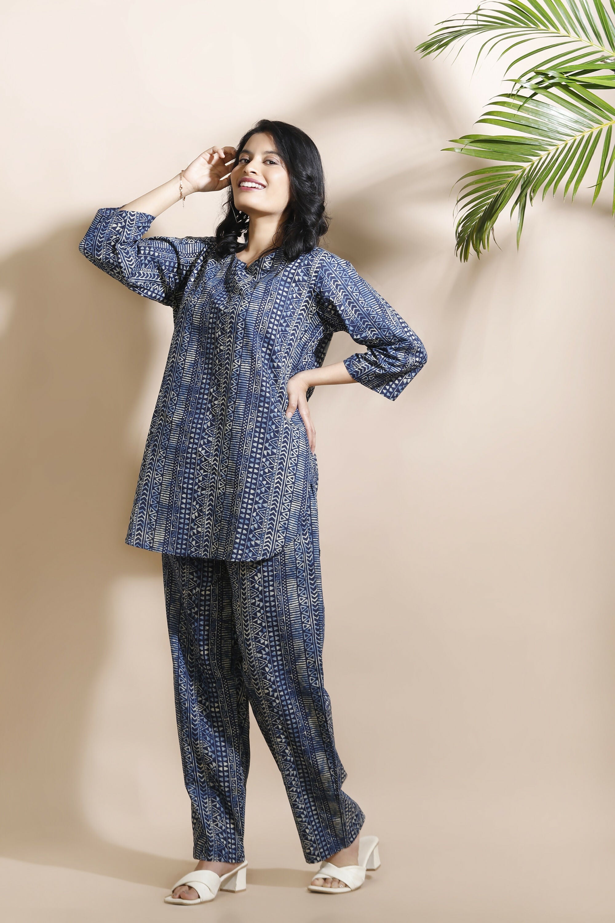 Breathables Blue Abstract Cotton Kurta & Pant Co-Ord Set