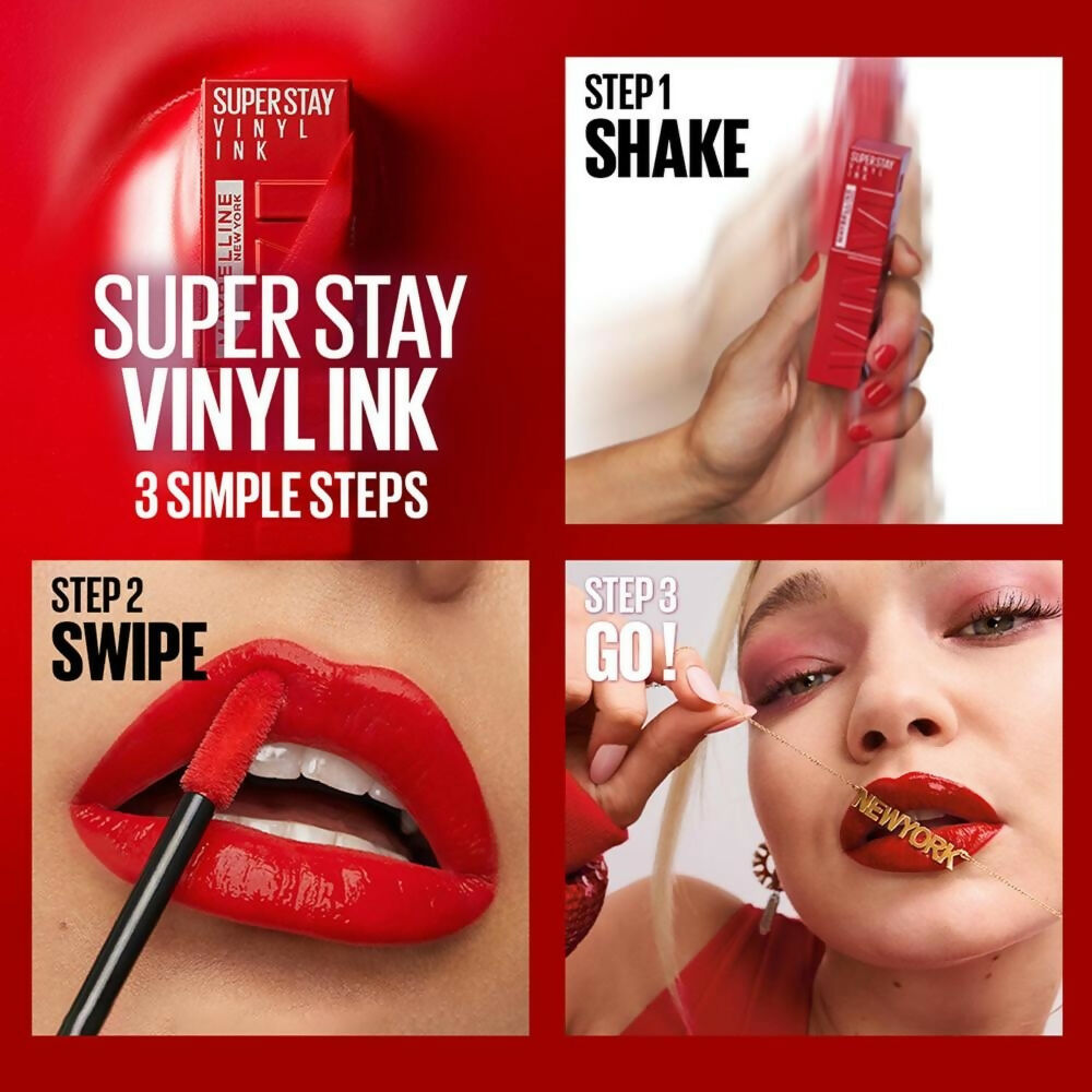 Maybelline New York Super Stay Vinyl Ink Liquid Lipstick, Instant Shine Lasts Up To 16H - Irresistible