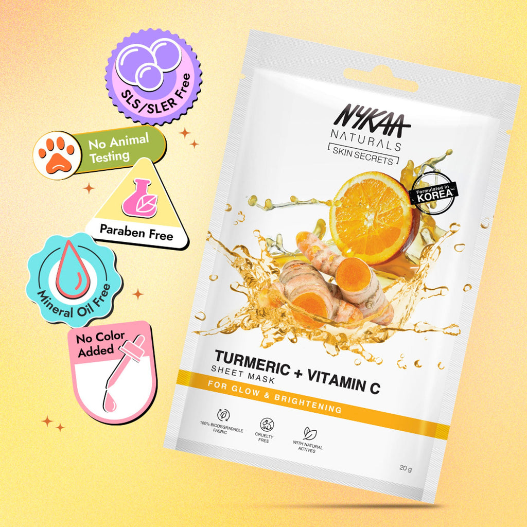 Nykaa Naturals Korean Sheet Mask With Turmeric & Vitamin C For Glow & Brightening