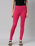 Souchii Magenta Pink Solid Churidar-Length Slim-Fit Leggings