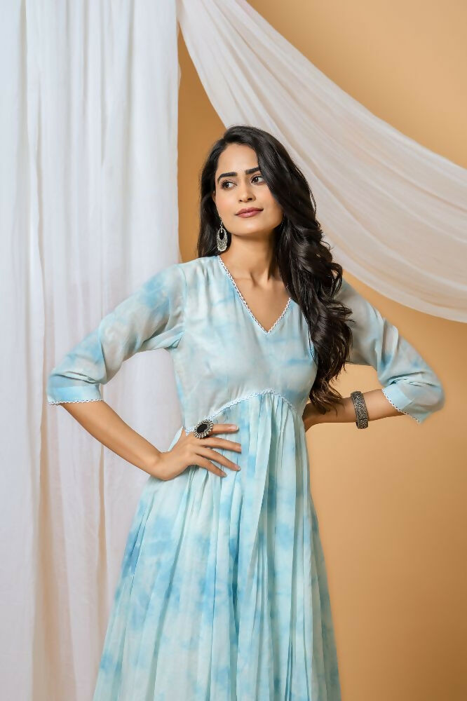 Joban Fashion Blue Tie & Dye Kurta Pant Set