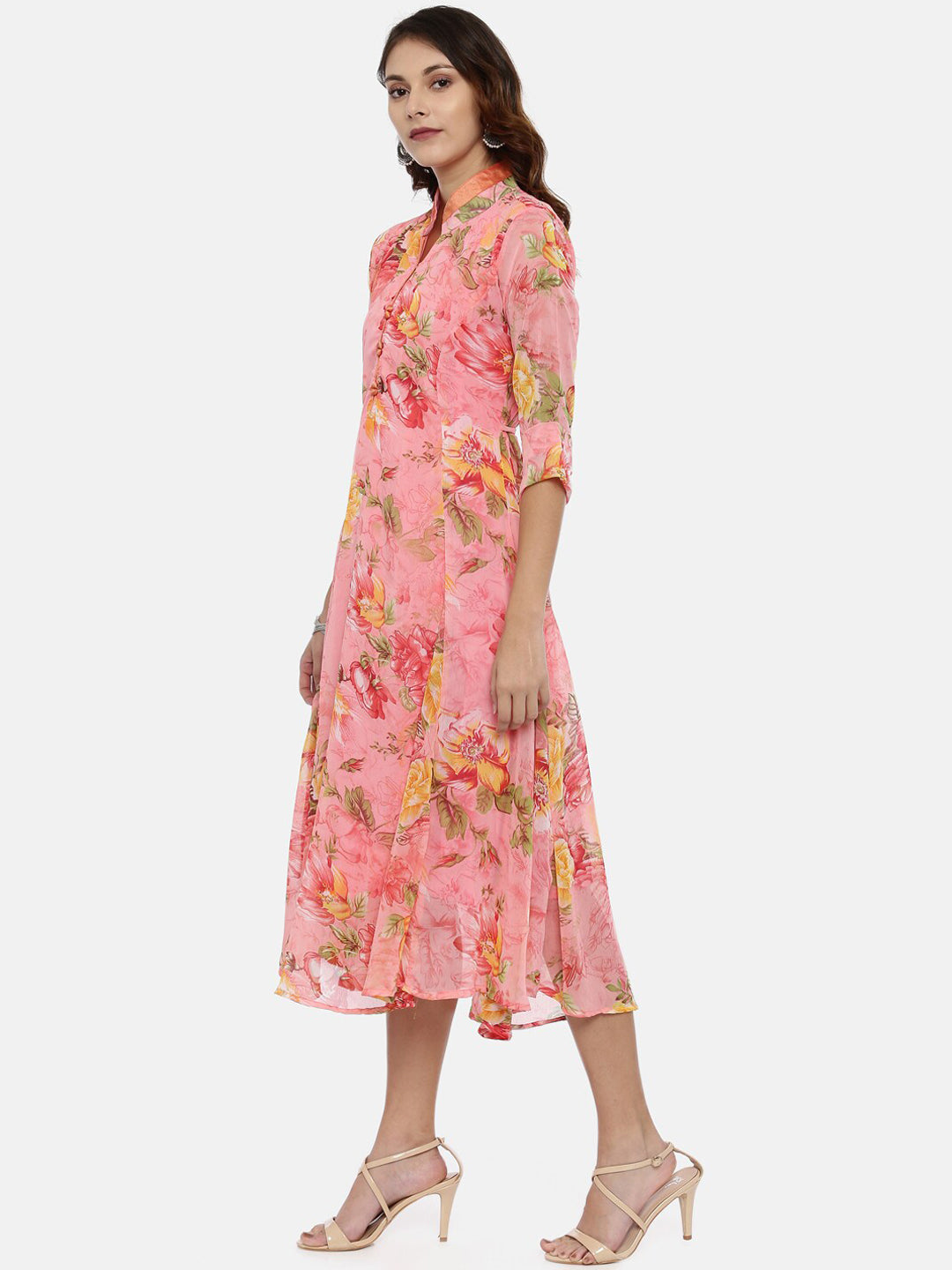 Souchii Women Pink Floral Printed A-Line Dress