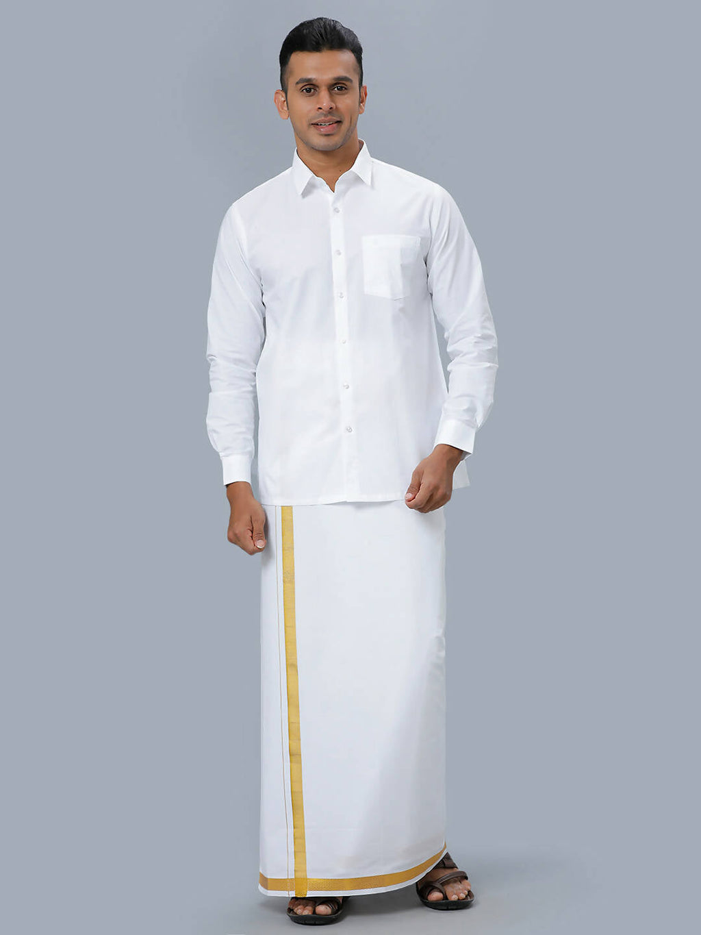 Ramraj Cotton Mens Full Sleeve Formal Poly Cotton White Shirt
