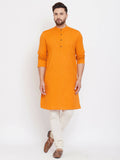 Even Apparels Pure Cotton Men's Kurta With Band Collar in Yellow Color