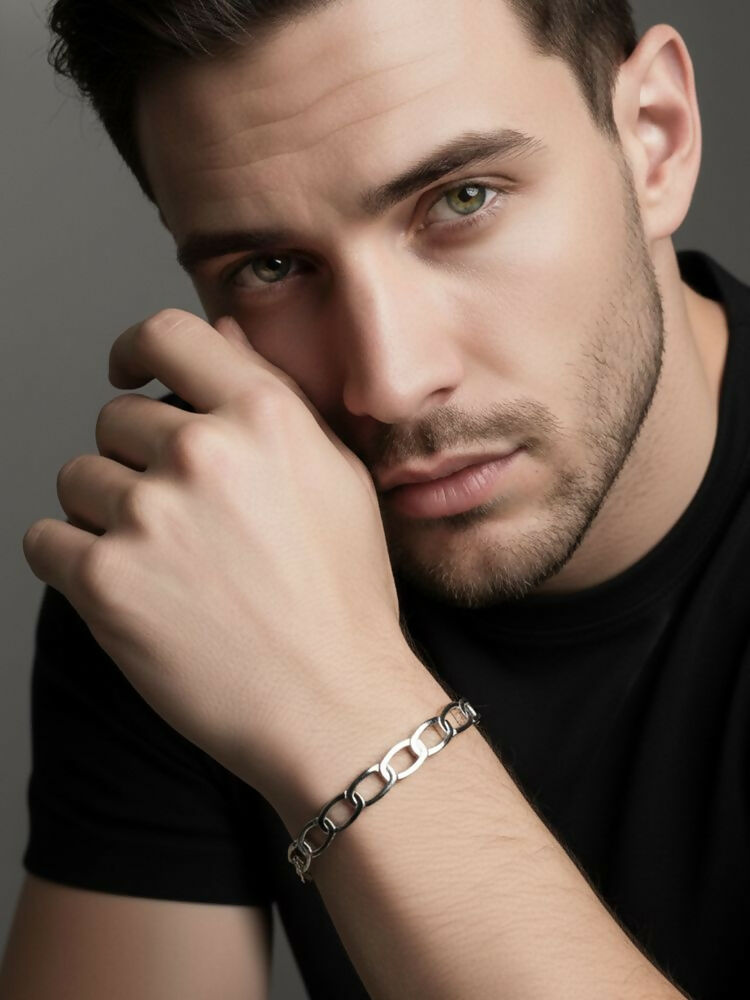 NVR Men's Silver Plated Cuff Bracelet