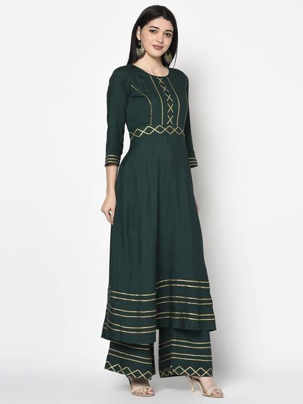 Aniyah Rayon Bottle Green Color Anarkali Kurta (AN-205K)