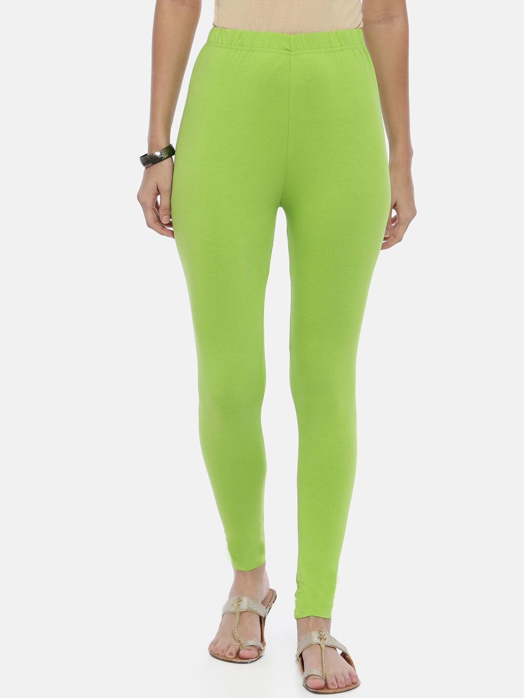 Souchii Lime Green Solid Ankle-Length Leggings