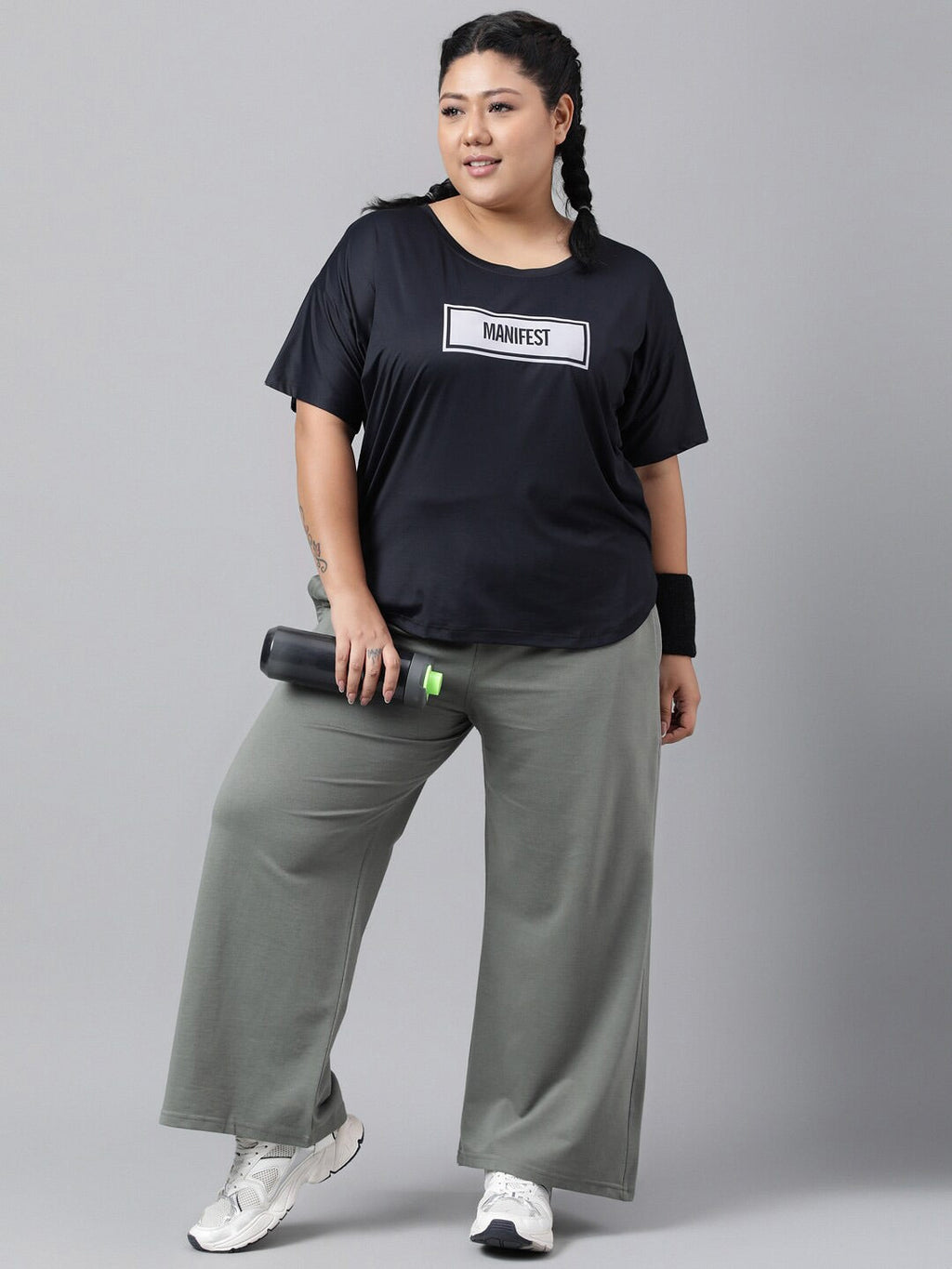 MKH Plus Size Typography Printed Relaxed Fit Dri-FIT T-shirt