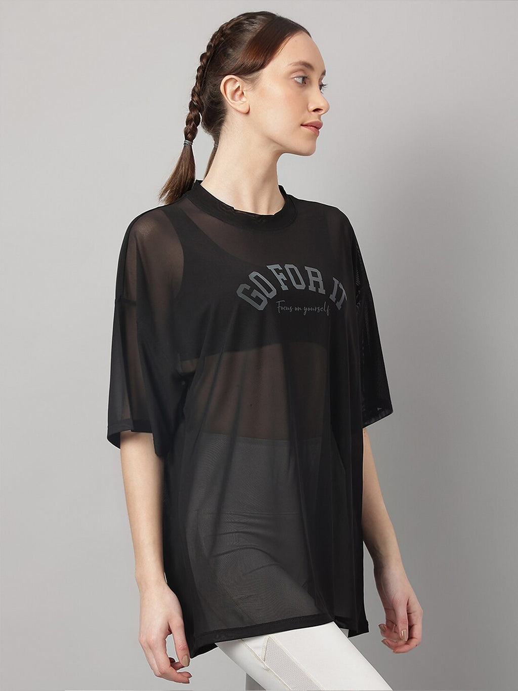 MKH Typography Printed Drop Shoulder Sleeves Dri-FIT Sports T-Shirt
