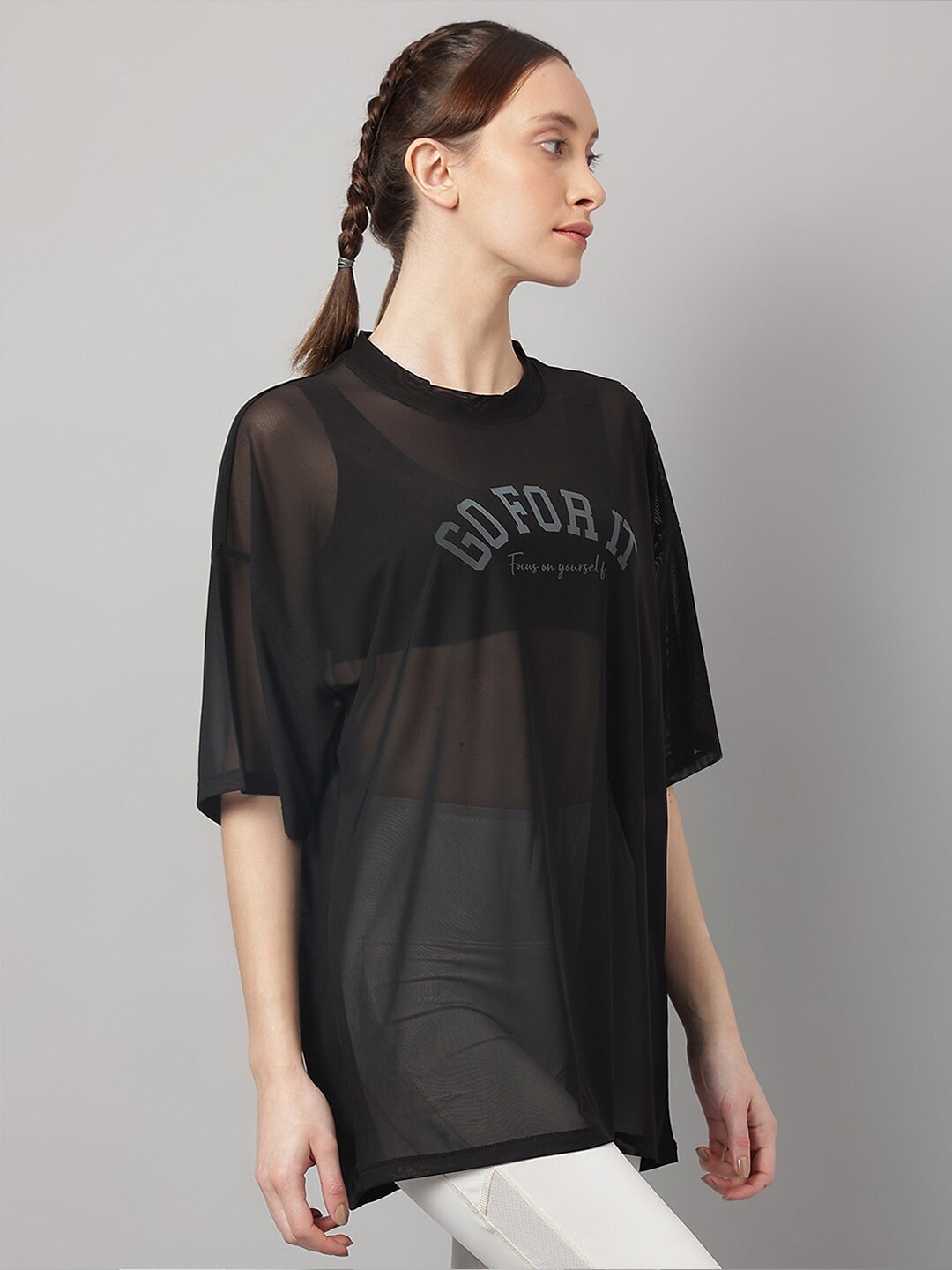 MKH Typography Printed Drop Shoulder Sleeves Dri-FIT Sports T-Shirt