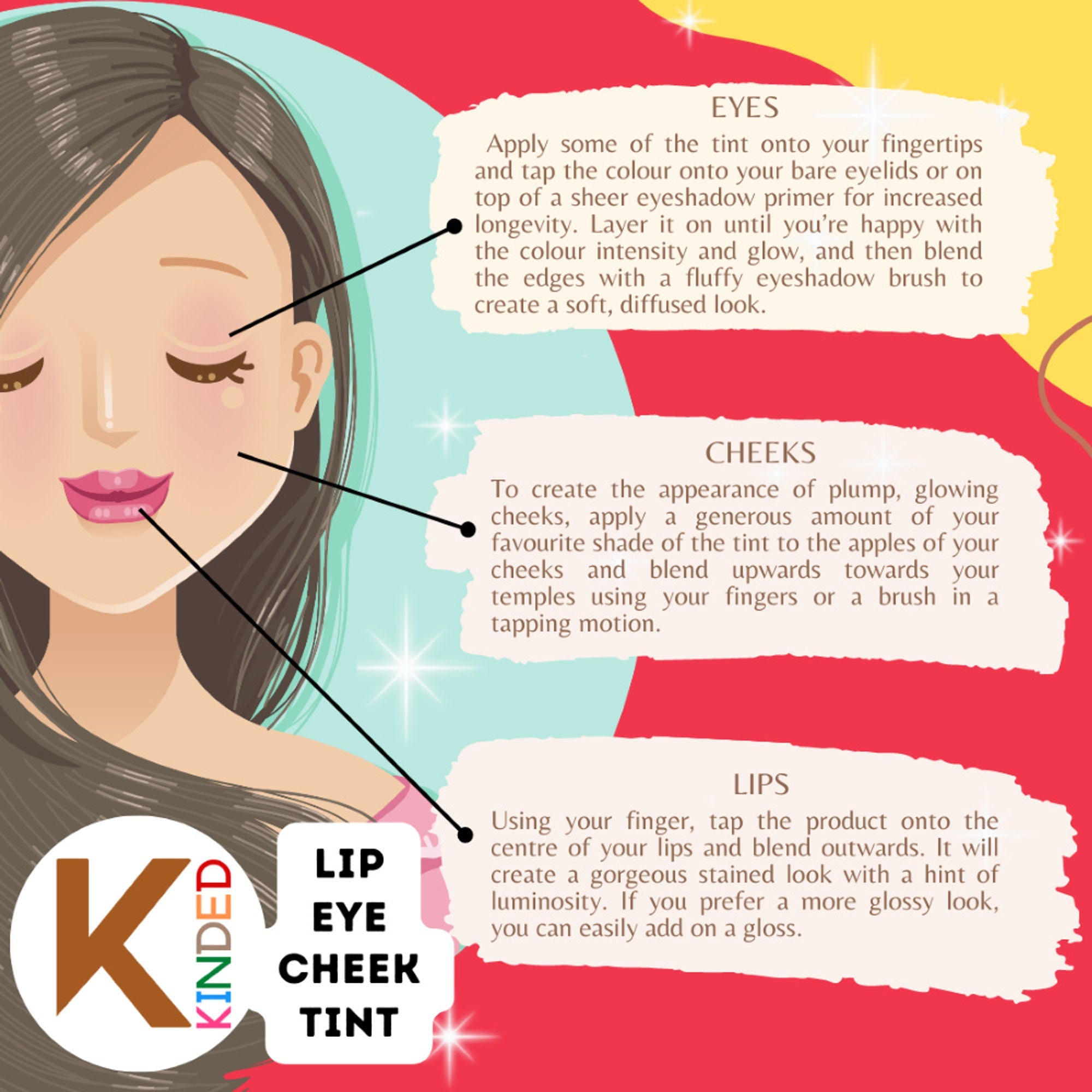 KINDED Lip, Eye & Cheek Tint with Vitamin-E Enriched - 08 Sangria Orange