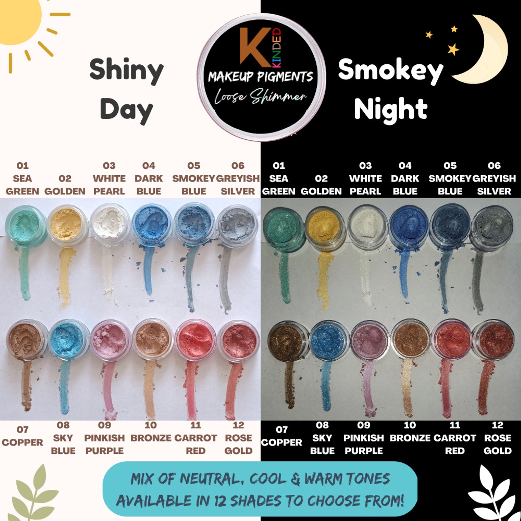 KINDED Loose Shimmer Makeup Foil Pigments Powder - Sea Green