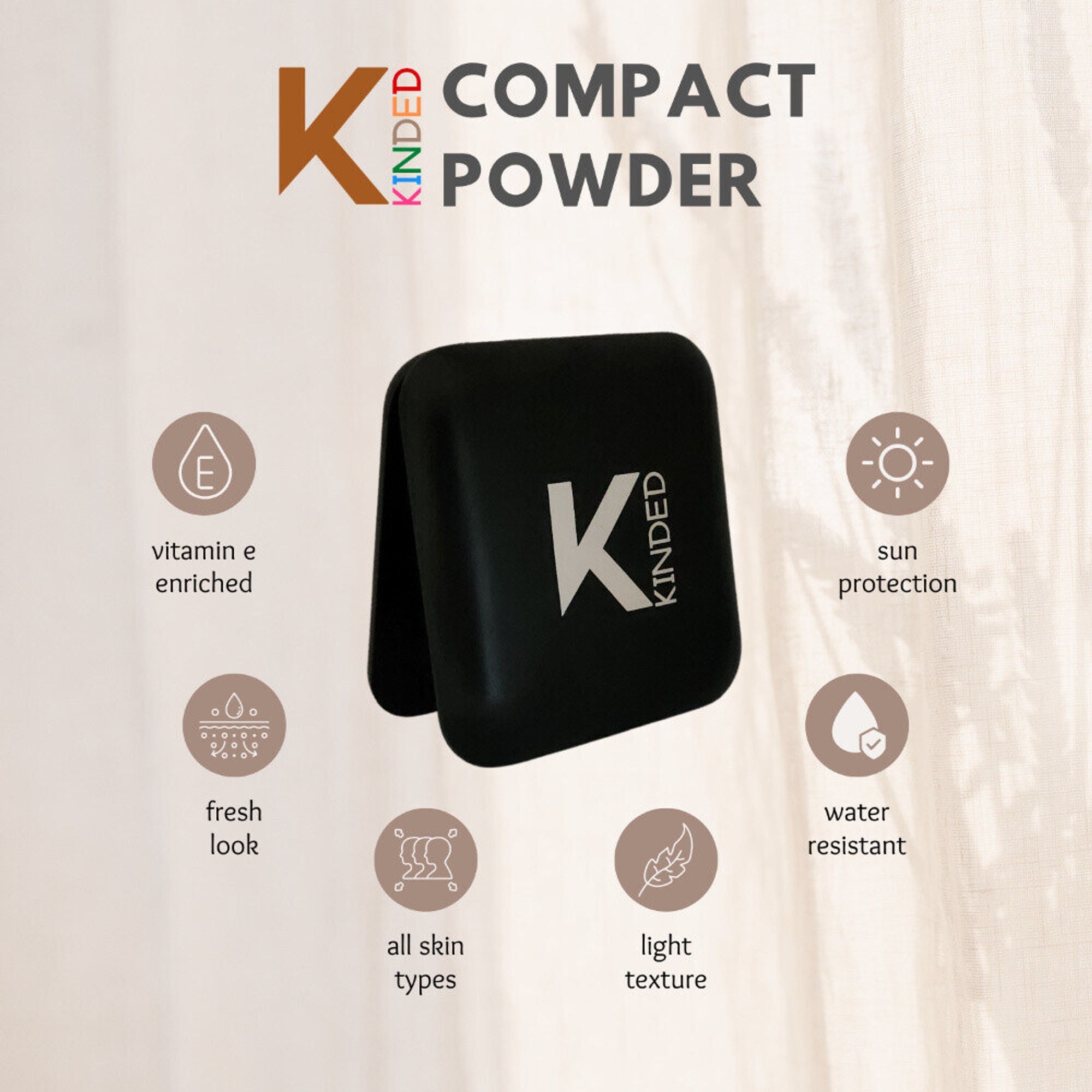 KINDED Sun Protection Compact Powder with Vitamin E - 01 Cream Ivory