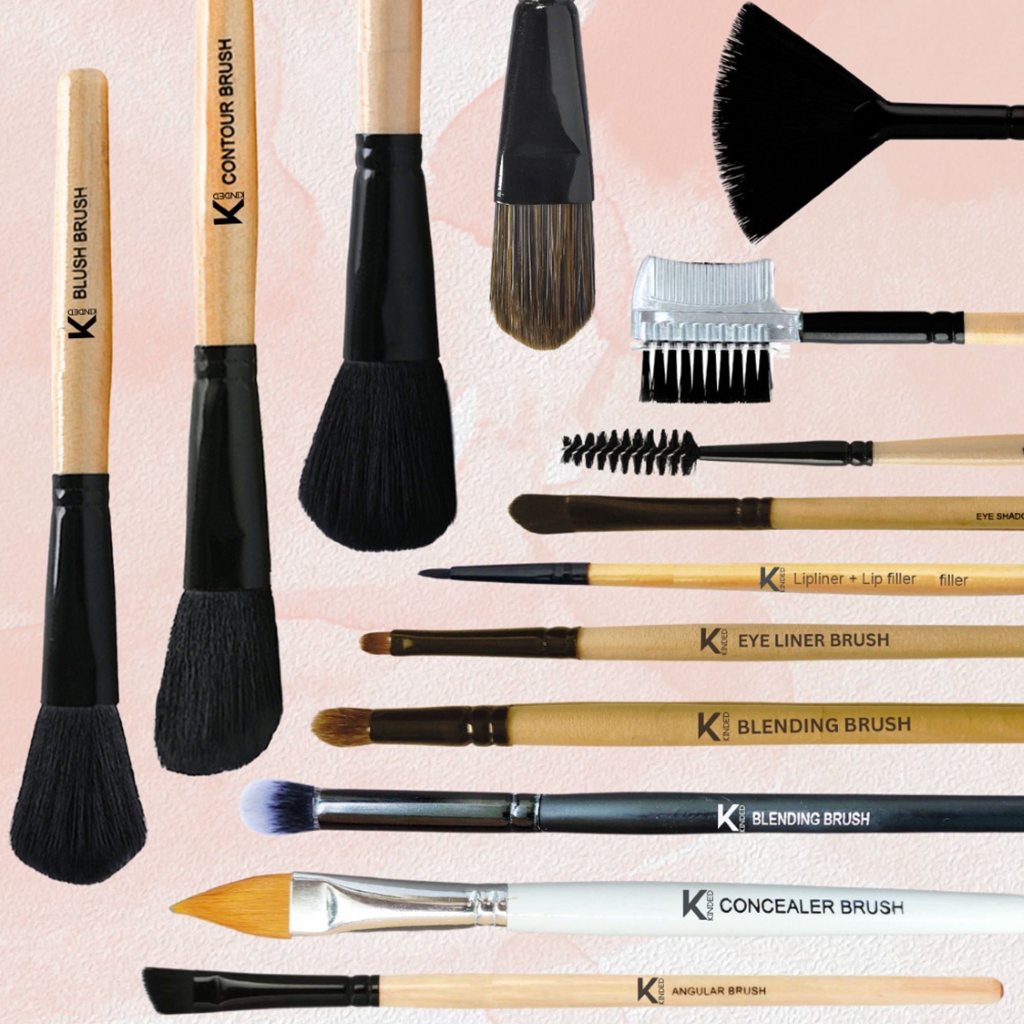 KINDED Professional Natural Wooden Handle Blending Makeup Brush