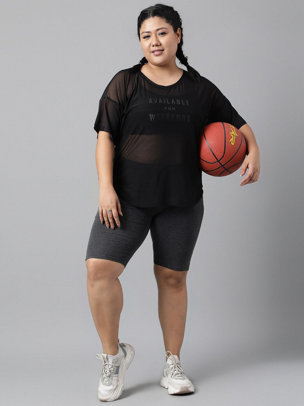 MKH Plus Size Typography Printed Dri-FIT Sports T-shirt