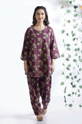 Breathables Wine Butta Cotton Co-Ord Set – Kurta With Straight Pants