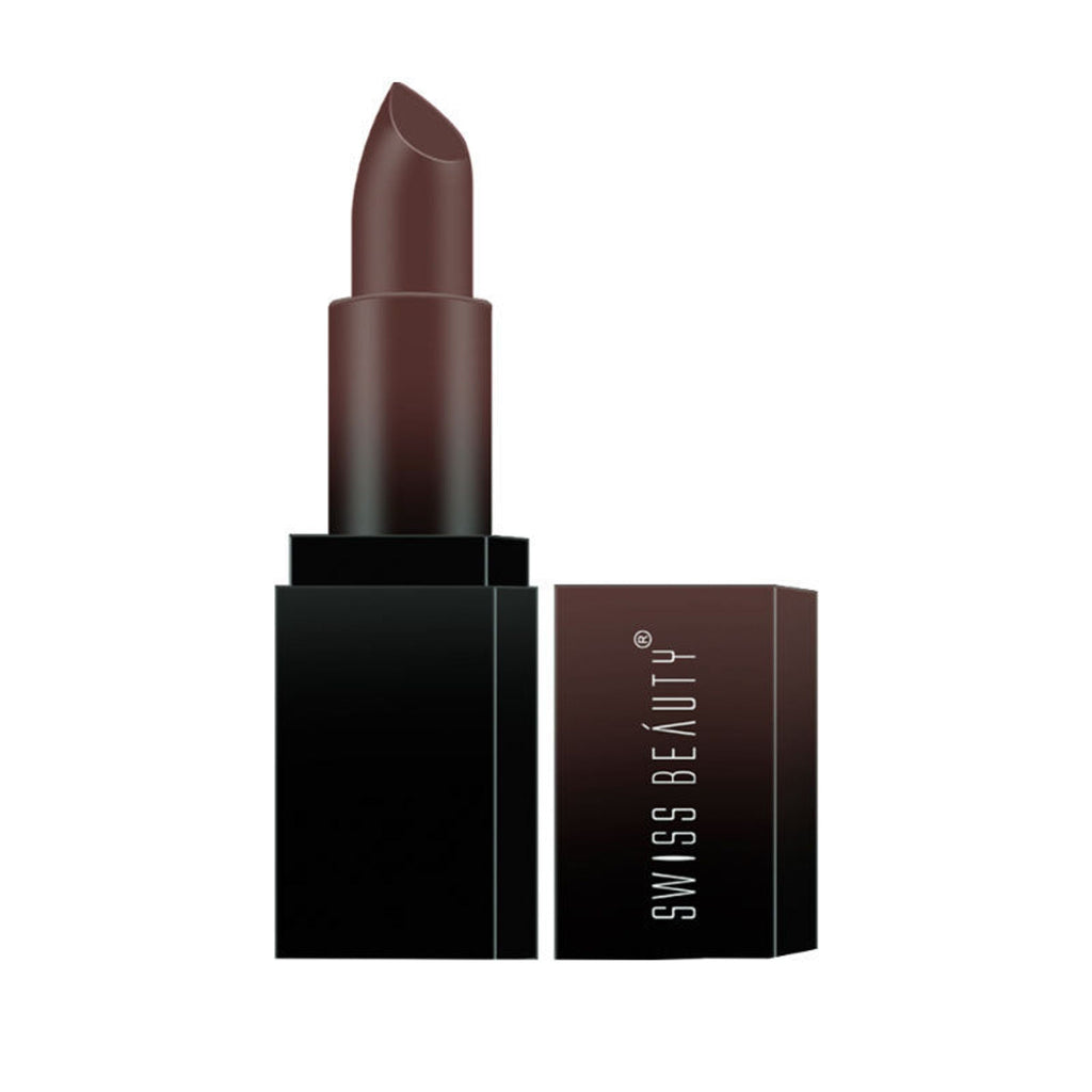 Swiss Beauty HD Matte Lipstick , High Coverage , Lightweight - 19 Dark Brown