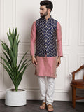 Sojanya Men Pink Ethnic Motifs Kurta with Pyjamas & Nehru Jacket