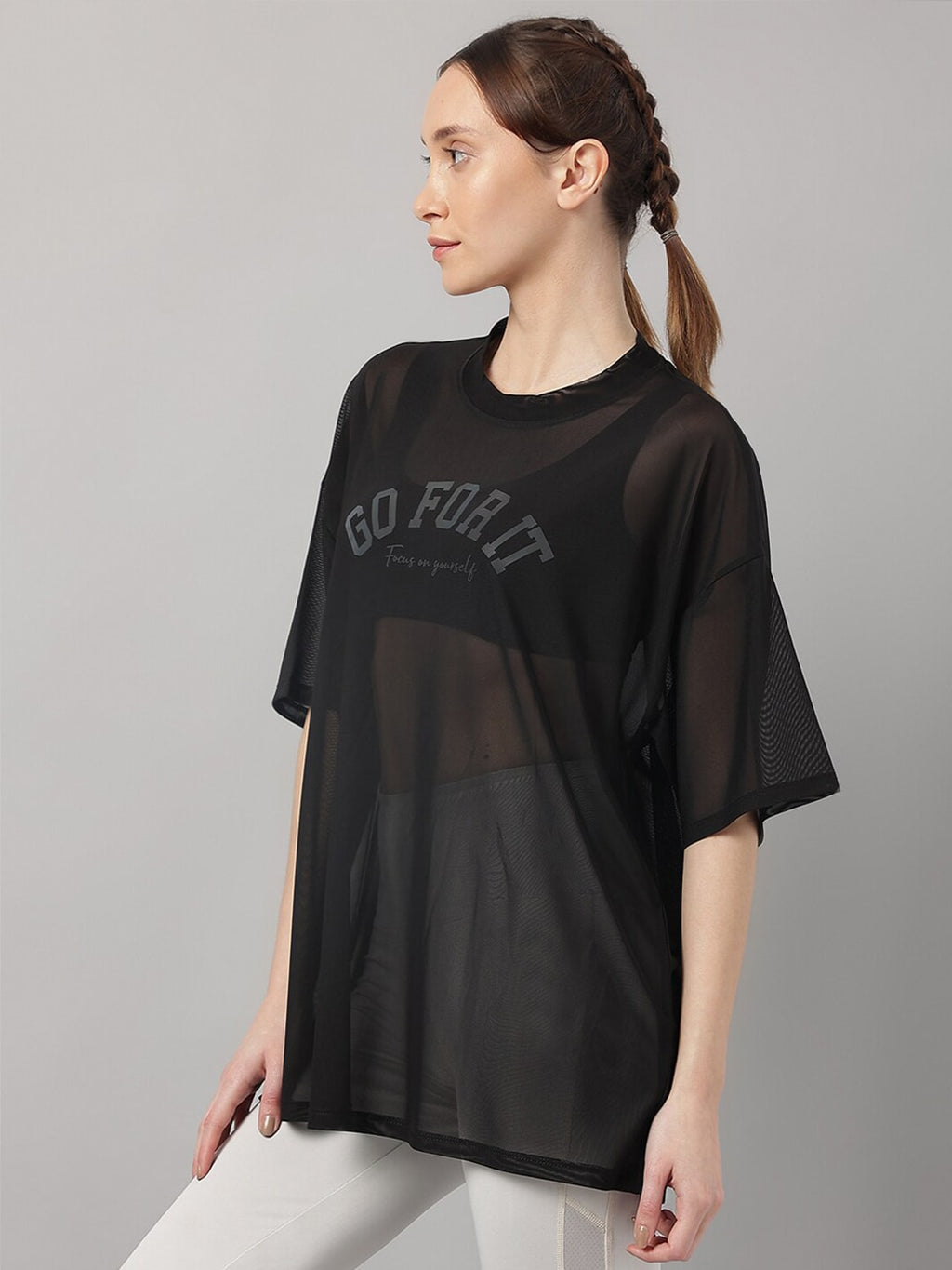 MKH Typography Printed Drop Shoulder Sleeves Dri-FIT Sports T-Shirt