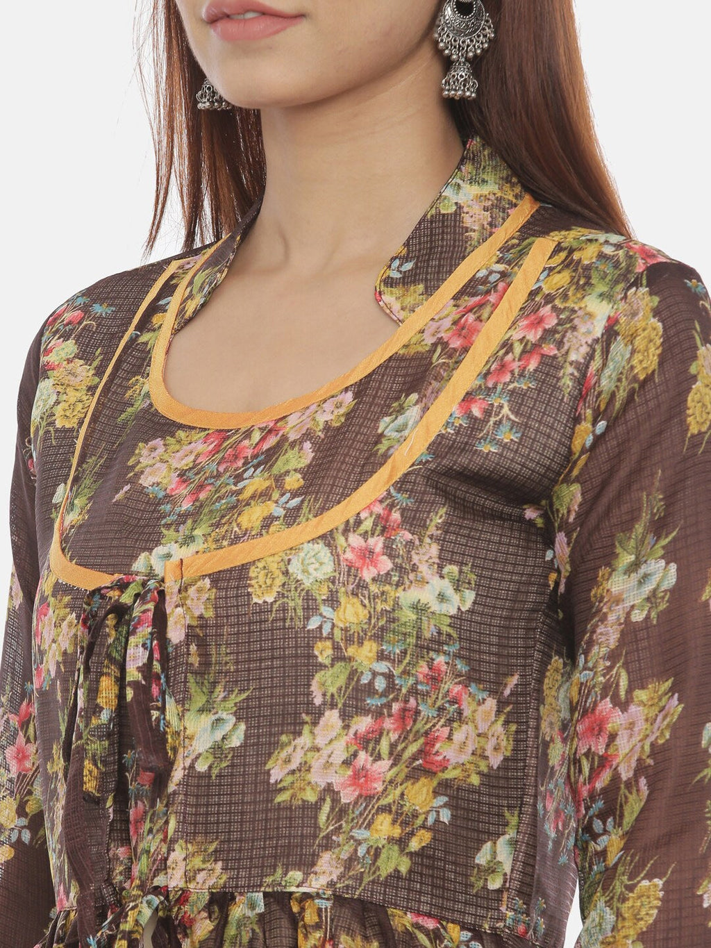 Souchii Women Brown Printed Maxi Dress