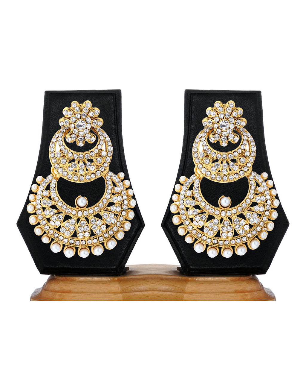 Gold-Polished Alloy Traditional Look Pearl Studded Earrings - The Pari