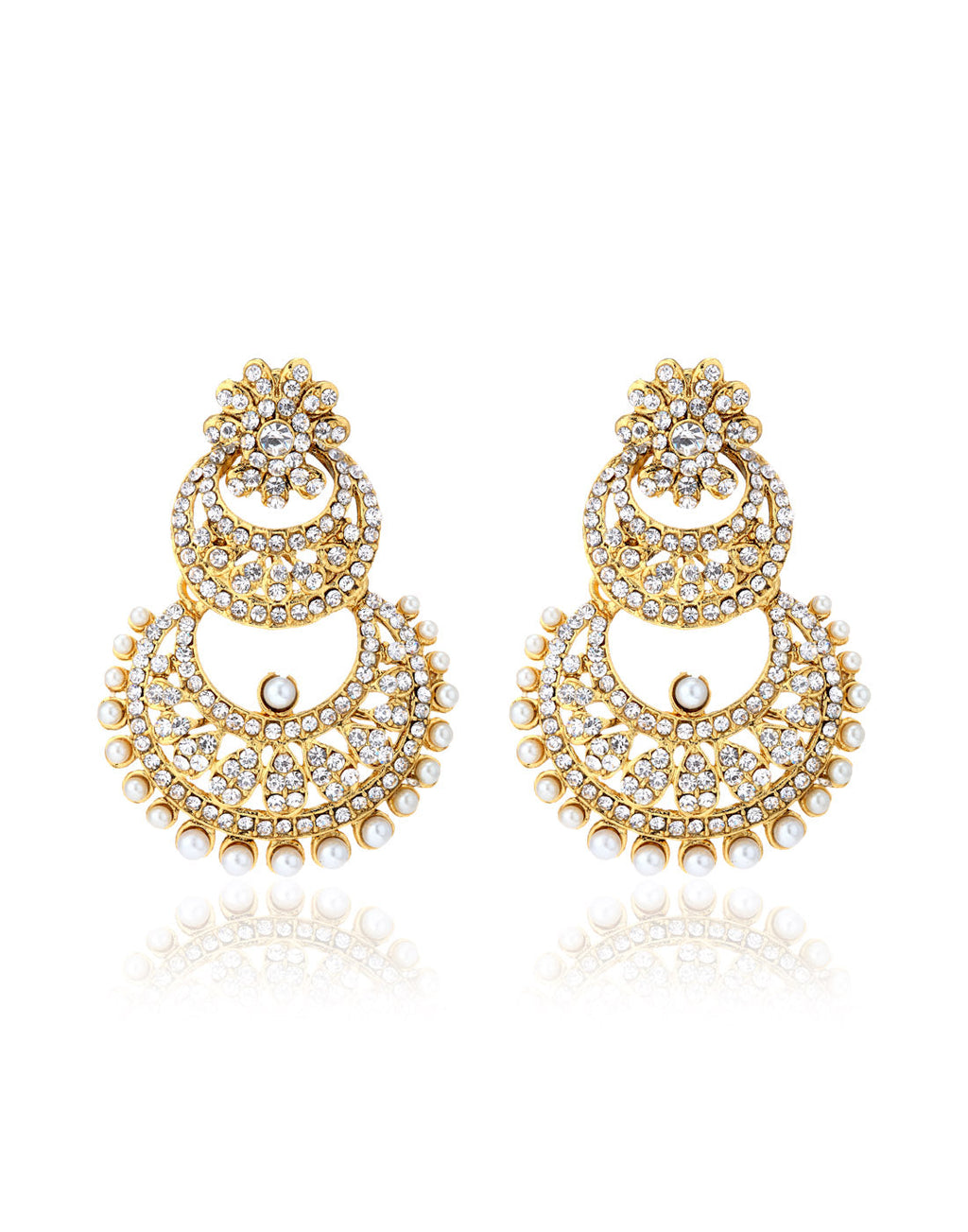 Gold-Polished Alloy Traditional Look Pearl Studded Earrings - The Pari