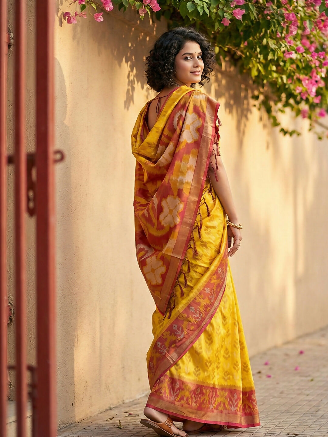 Shree Shyam Fashion Yellow Pochampally Silk Saree