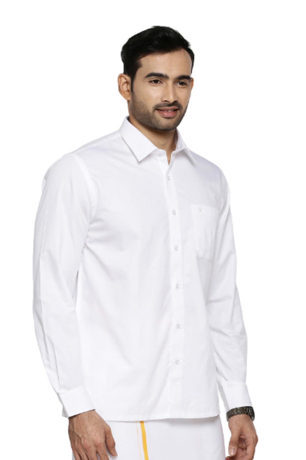 Ramraj Cotton Mens Full Sleeve Formal 100 % Cotton White Shirt