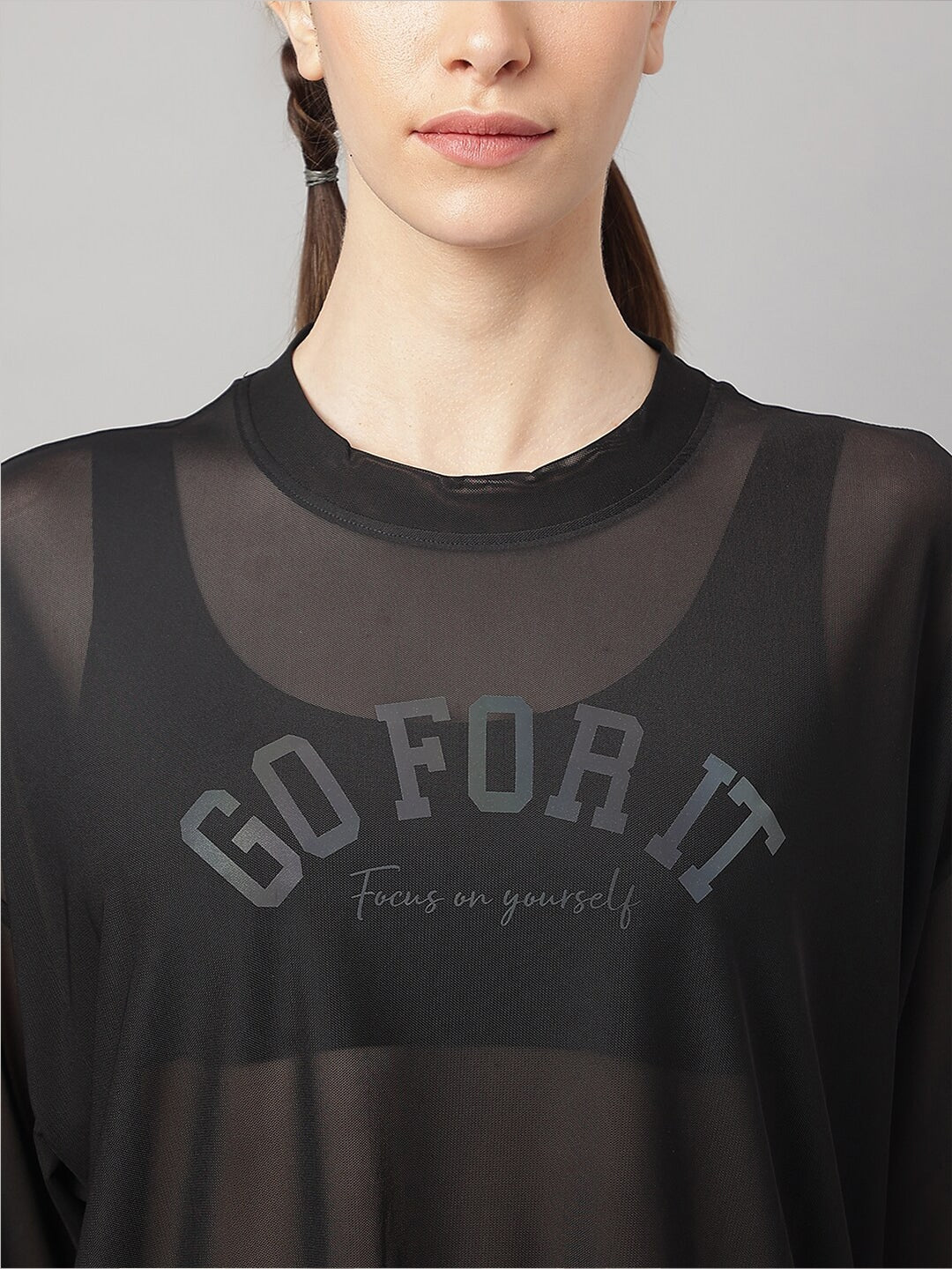 MKH Typography Printed Drop Shoulder Sleeves Dri-FIT Sports T-Shirt