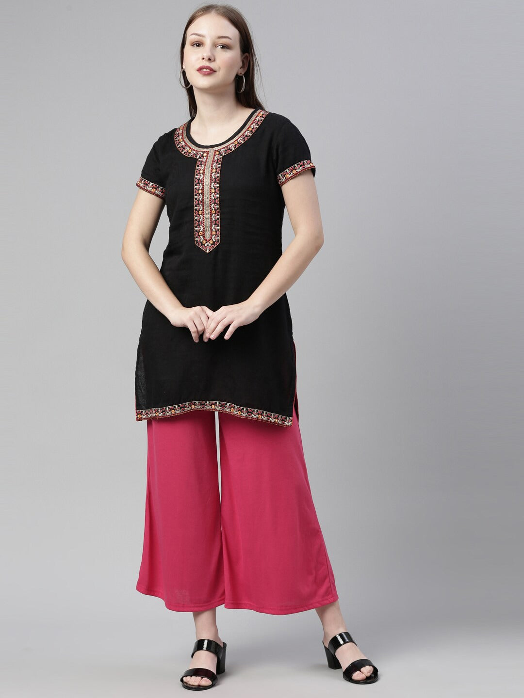Souchii Pink Knitted Ethnic Palazzos