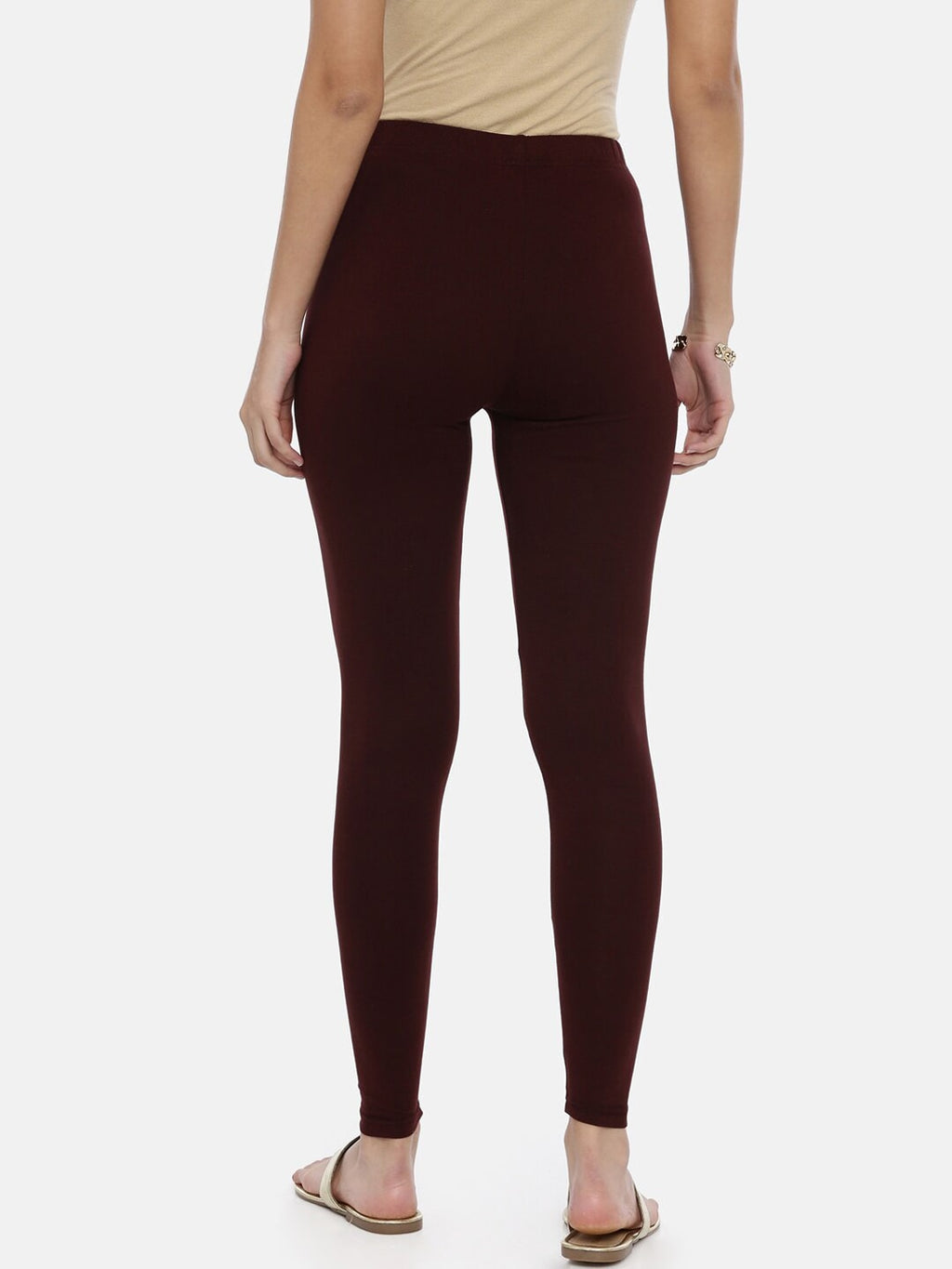 Souchii Brown Solid Slim-Fit Ankle-Length Leggings