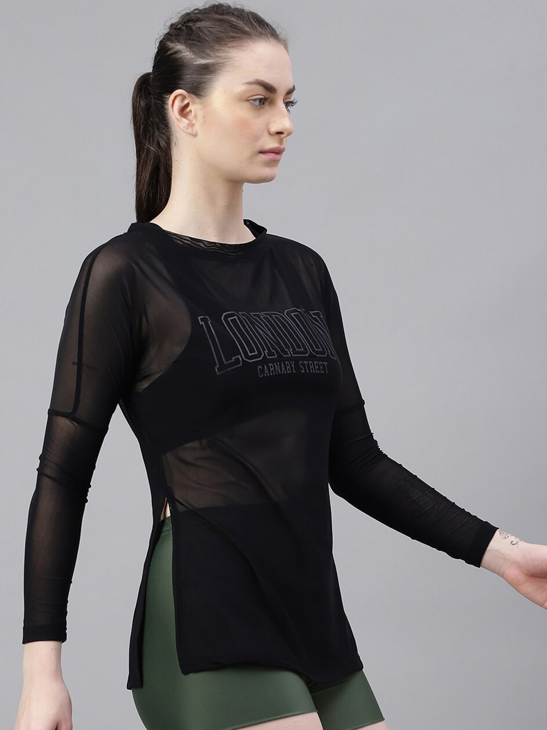 MKH Typography Printed Long Sleeves Dri-FIT Relaxed Fit Sports T-shirt