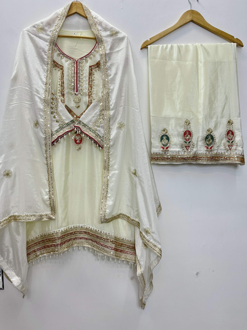 Teeya Creation Cream Color Chinon Silk Party Wear Trending Palazzo Set