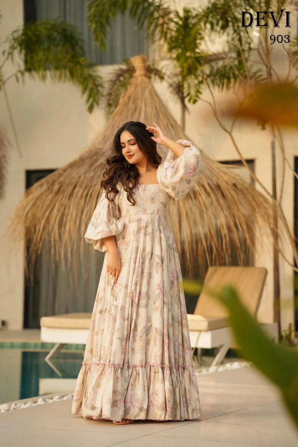 Aayaa Designer Printed Full Flared Gown - Multi Color