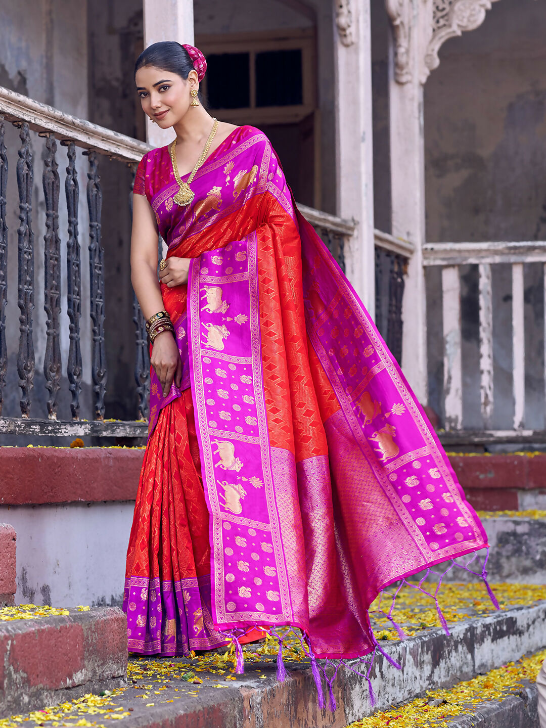 Shree Shyam Fashion Red Soft Silk Saree