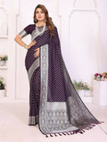 Aastha Fashion Purple Georgette Silk Zari Weaving Saree